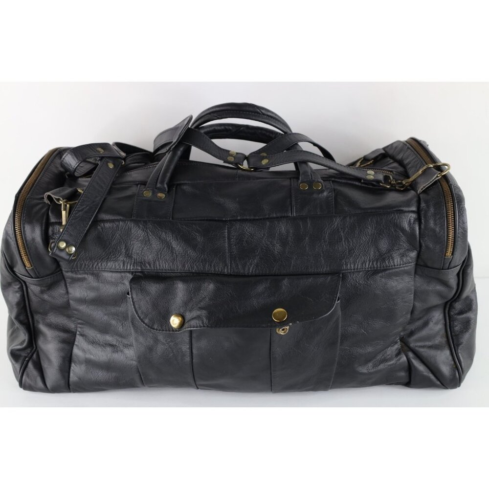 Vintage 90s Streetwear Distressed Soft Leather Duffel Bag Carry On Weekender - Picture 1 of 12